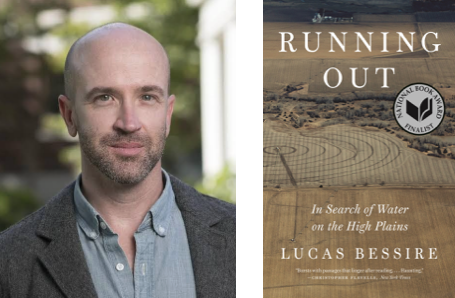 Headshot of author Lucas Bessire and cover of his book, Running Out.
