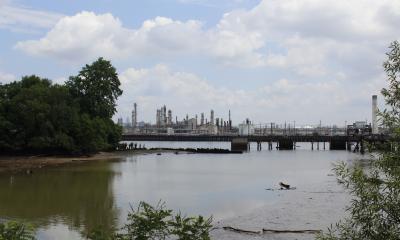 view of the PES refinery from Eastwick